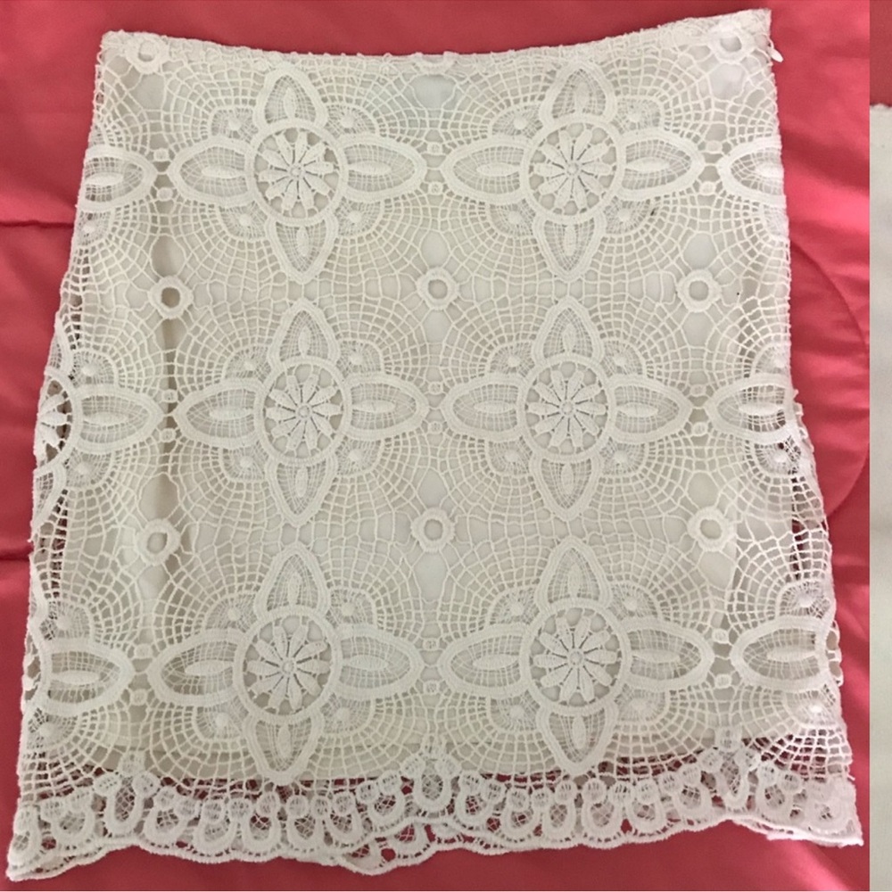 Forever 21 Cream Mini Pencil Skirt with Embellishments